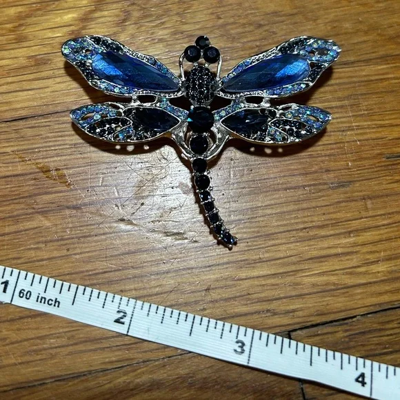 3/$25 Silver and Blue Dragonfly Brooch - Picture 7 of 8